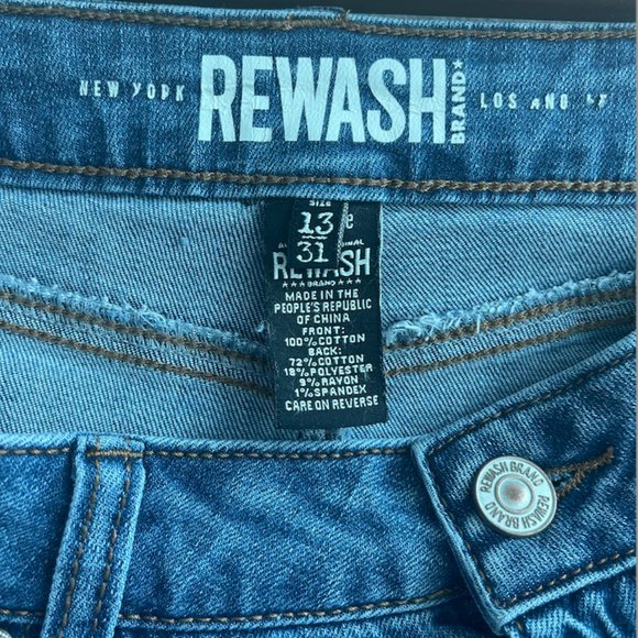 REWASH Distressed Denim Miniskirt 13/31 - Picture 2 of 4